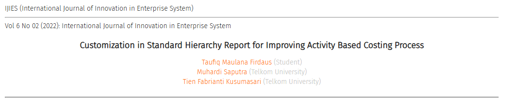 Customization in Standard Hierarchy Report for Improving Activity Based Costing Process